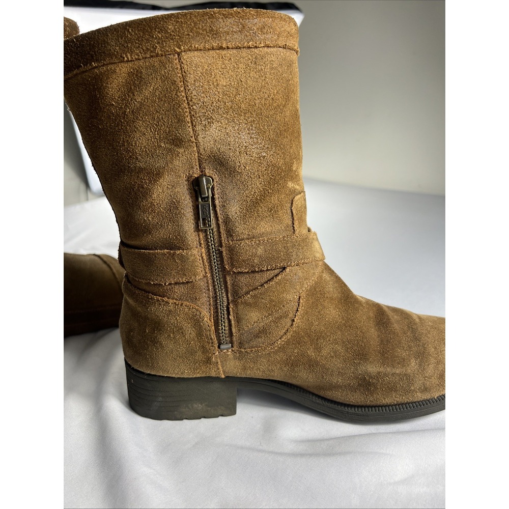 UGG Australia Glendale Chestnut Suede Buckle Mid-Calf Zipper Boots  Women's 9.5 - Picture 7 of 14